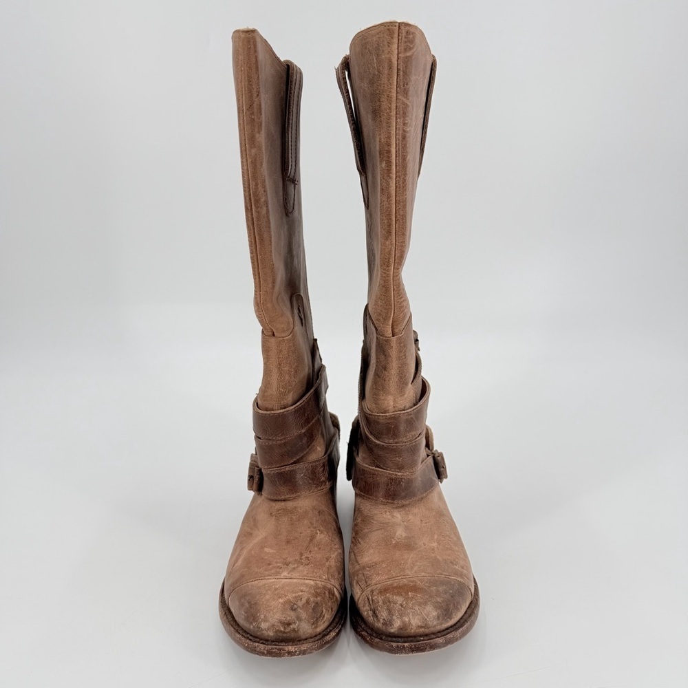 Freebird by Steven Dkota Brown Distressed Tall Western Boho Leather Boots 6 FLAW - Picture 5 of 9